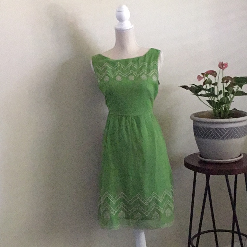 Peridot green fancy vtg Flying Tomato midi dress